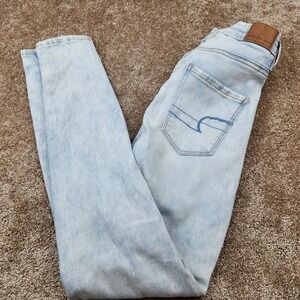 American Eagle Curvy Hi-Rise Jegging Light Wash Blue Skinny Jeans Size 0 Regular